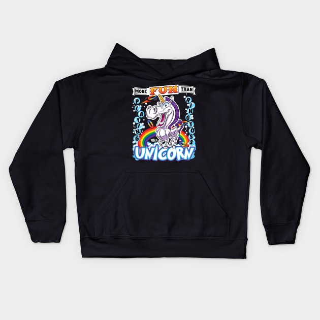 Goofy Unicorn Cartoon - More fun than Playing Ring Toss with Unicorn Kids Hoodie by eShirtLabs